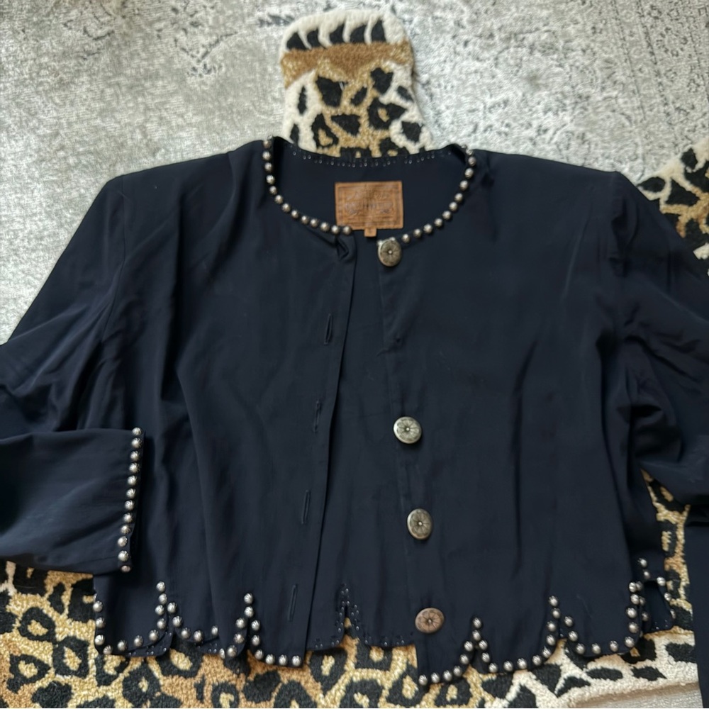 Double D Ranch Jacket L Black Bolero Concho Button Studded Western Southwest